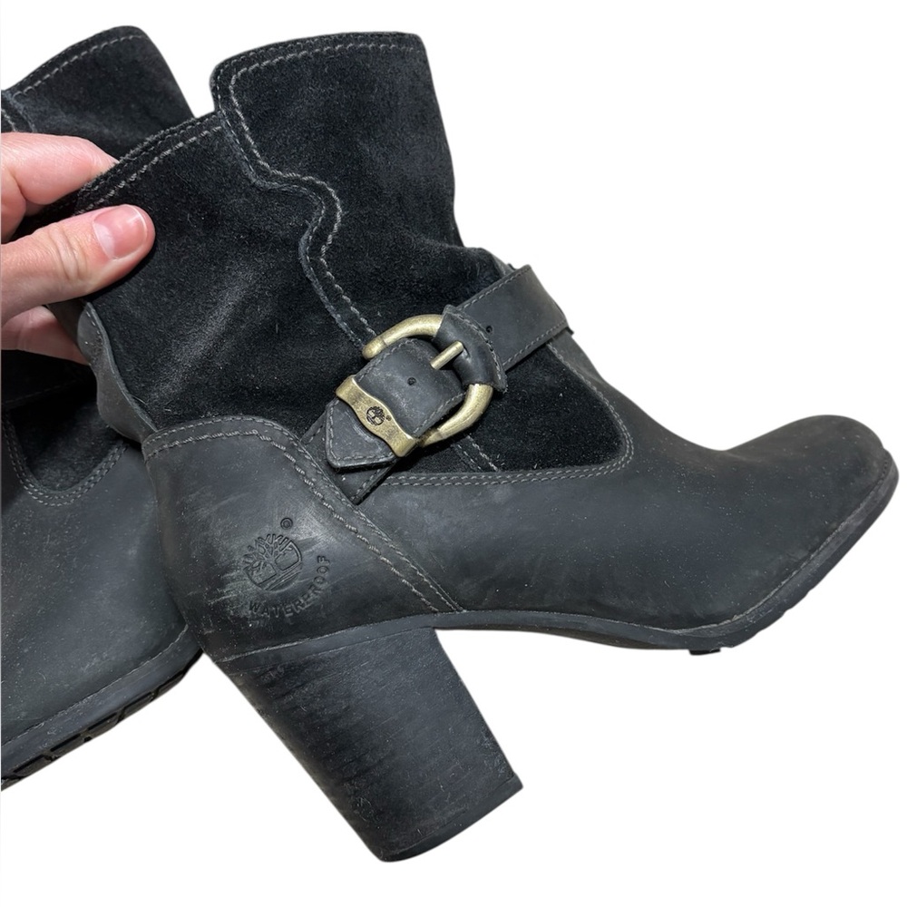 Timberland Short Black Boots with Heel - Size 8.5